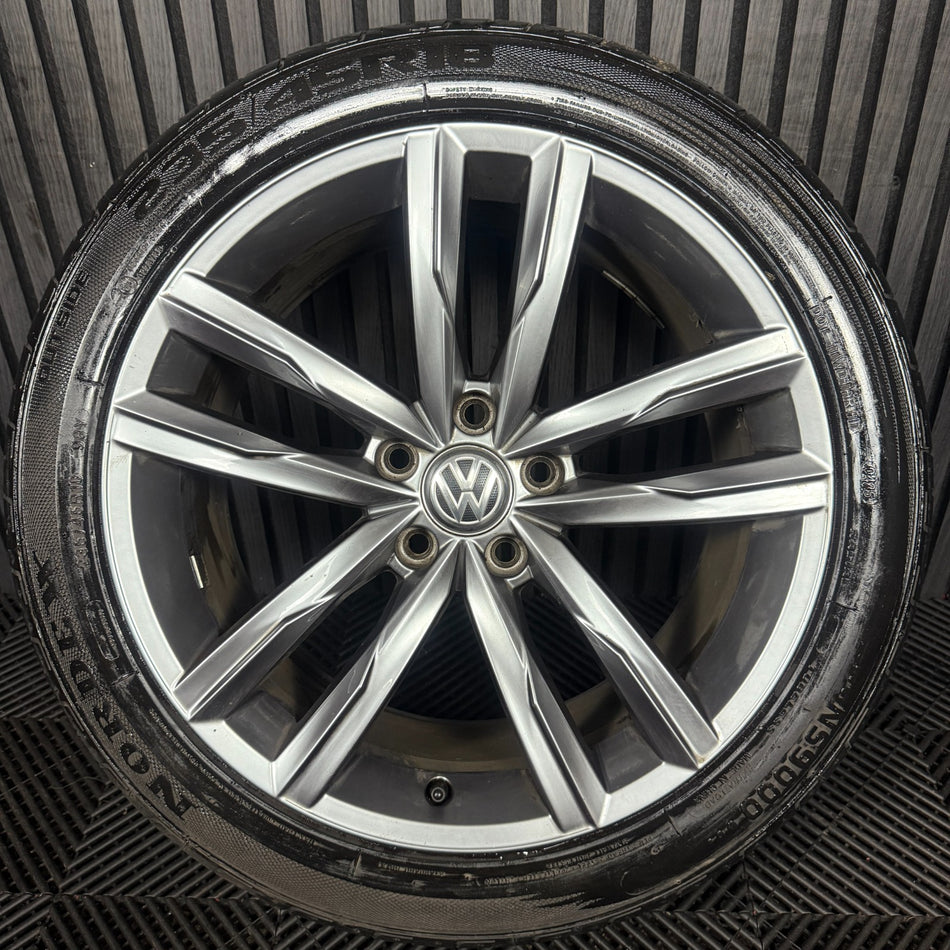 1X 18'' GENUINE VW PASSAT R LINE B8 DARTFORD GT GTE ALLOY WHEEL TYRE 3G0601025K