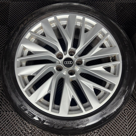 19" GENUINE AUDI A7 MULTISPOKE SILVER A8 ALLOY WHEELS TYRES 4K8601025E 5X112