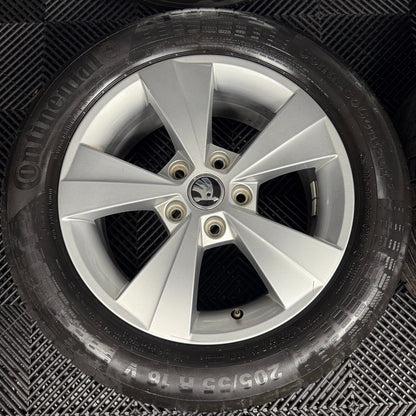 16'' GENUINE SKODA OCTAVIA MK3 5 SPOKE WHEELS TYRES ALLOYS 5E0601025BE
