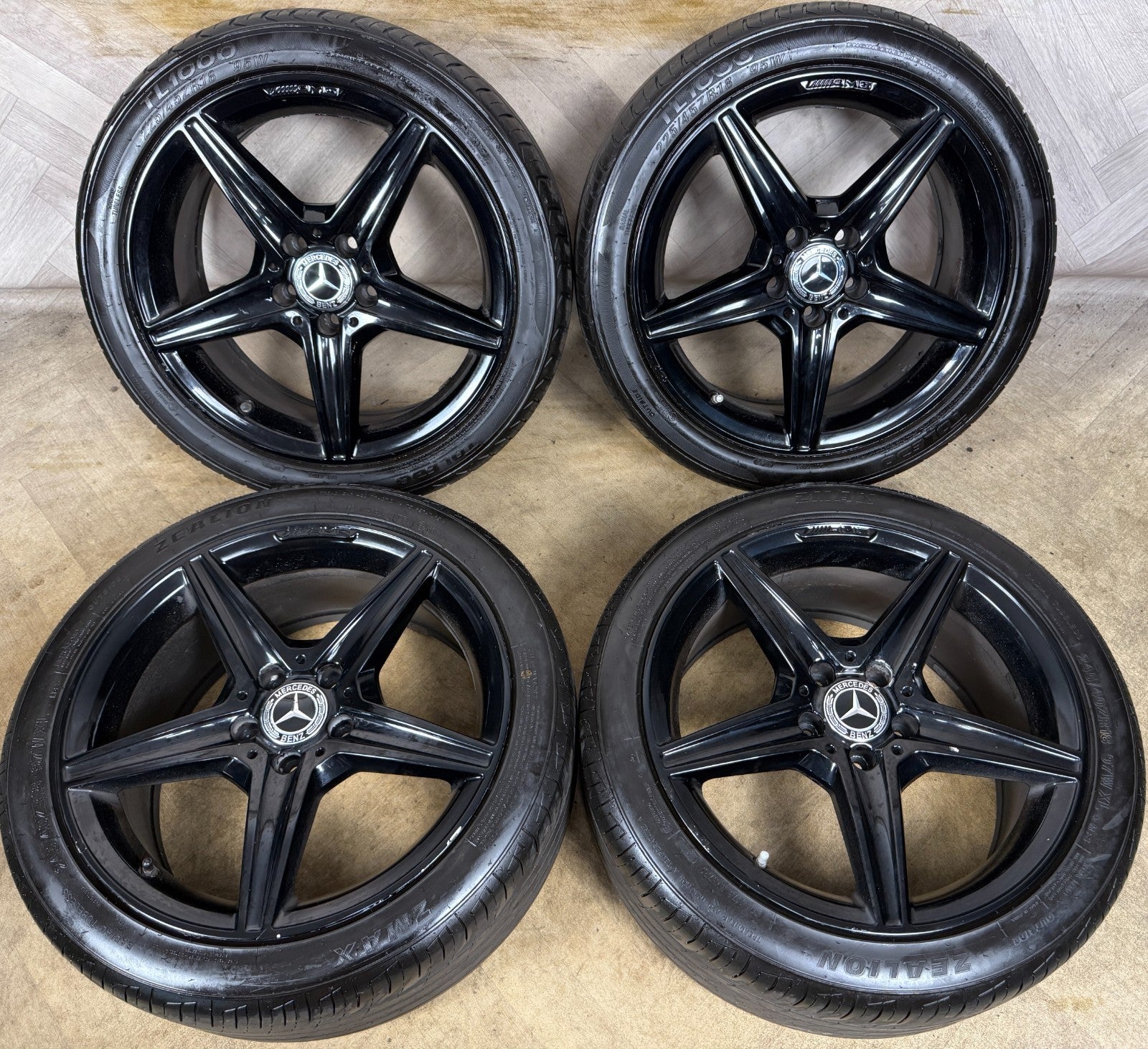 18'' GENUINE MERCEDES AMG C CLASS BLACK W205 ALLOY WHEELS TYRES ALLOYS
