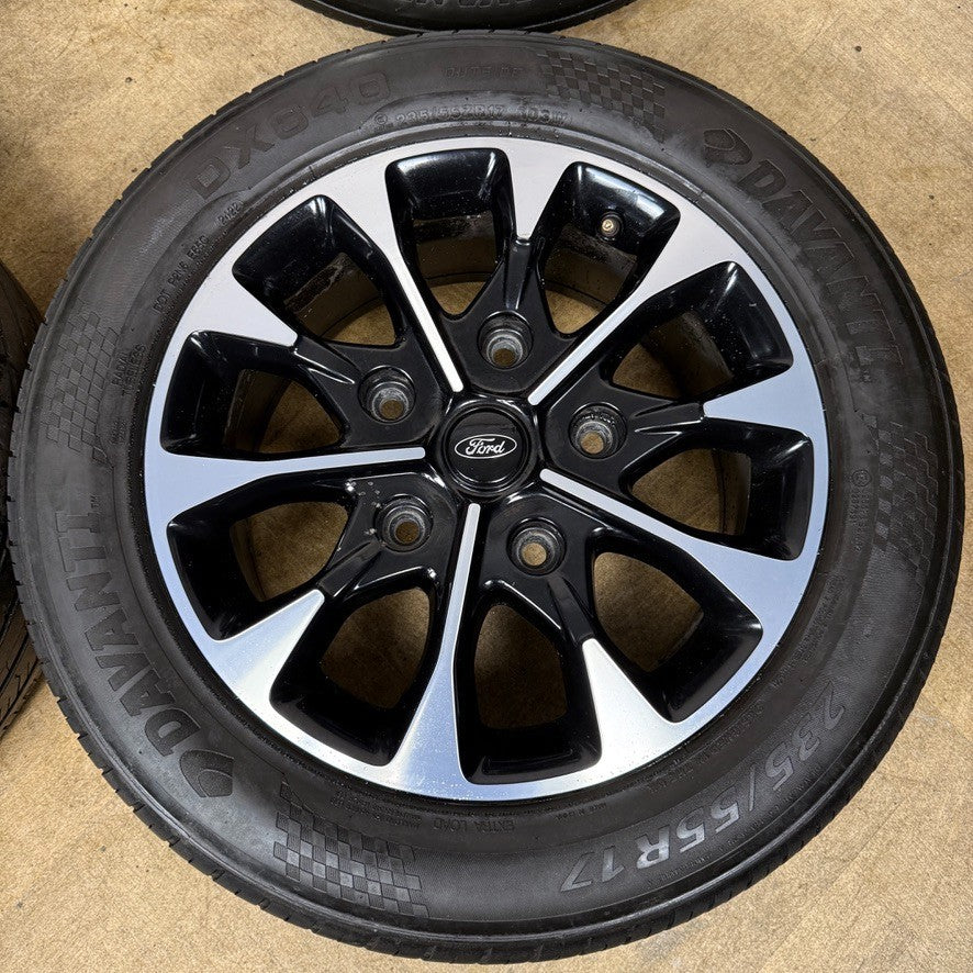 17" GENUINE FORD TRANSIT CUSTOM BLACK DC ALLOY WHEELS TYRES HK21EA