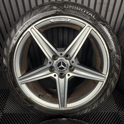 18'' GENUINE MERCEDES AMG C CLASS W205 GREY DC 5 SPOKE ALLOY WHEELS TYRES ALLOYS