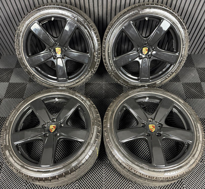 21'' GENUINE PORSCHE CAYENNE 92A BLACK ALLOY WHEELS ALLOYS TYRES 7P5601025BD
