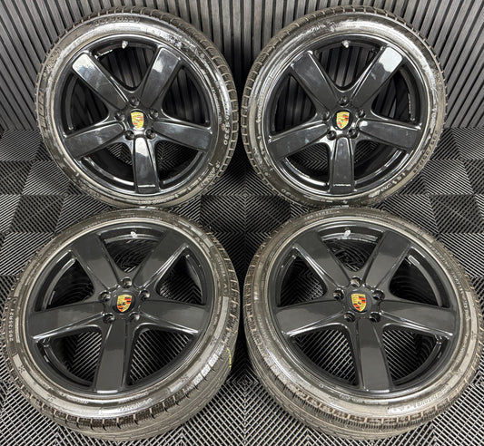 21'' GENUINE PORSCHE CAYENNE 92A BLACK ALLOY WHEELS ALLOYS TYRES 7P5601025BD