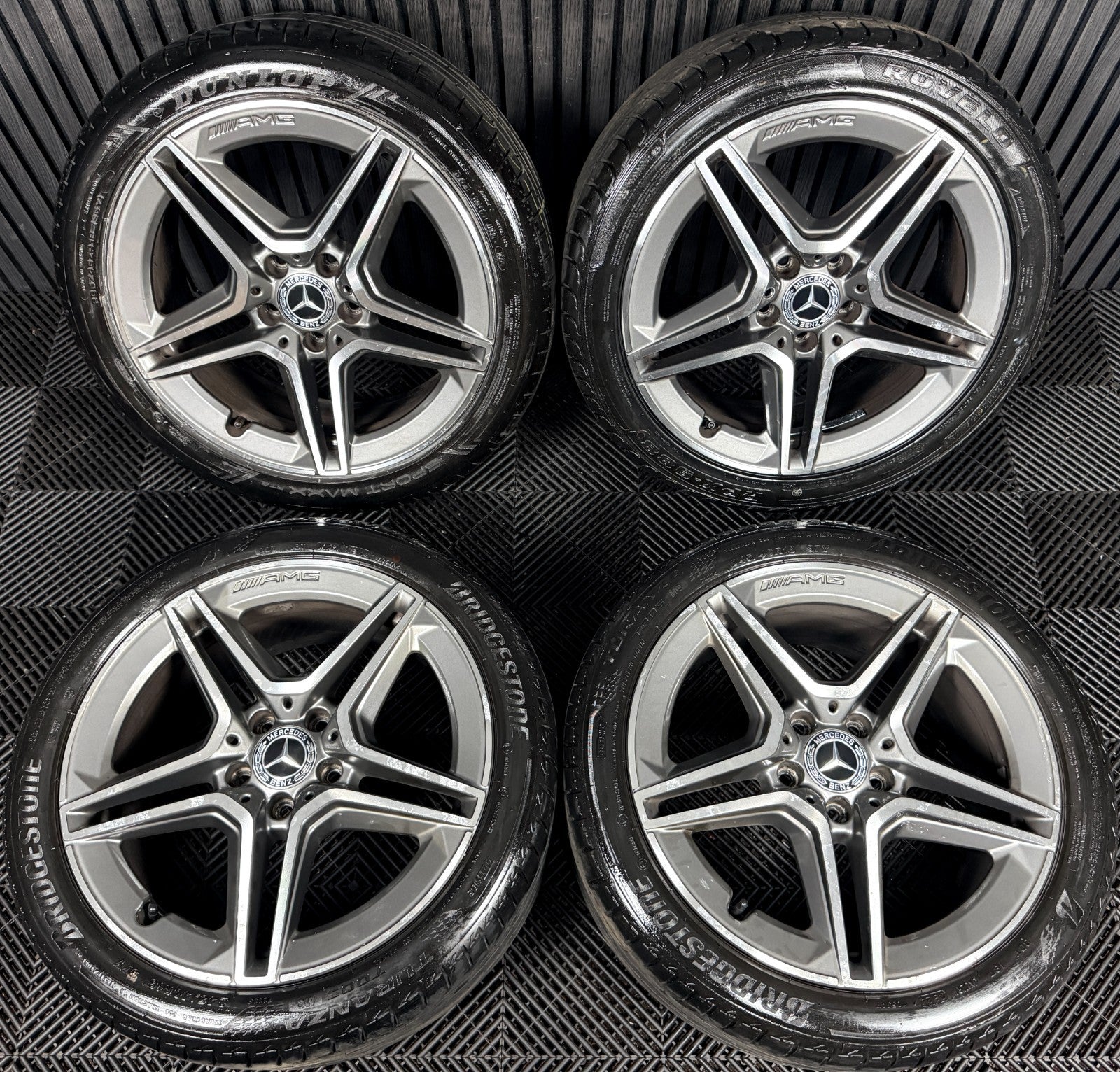 18'' Mercedes AMG C Class W205 Grey 5 Spoke Alloy Wheels Tyres Alloys Genuine