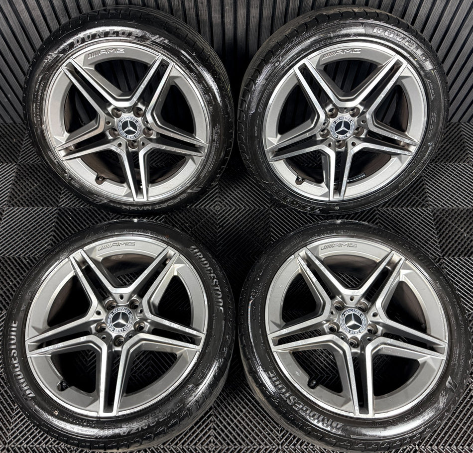 18'' Mercedes AMG C Class W205 Grey 5 Spoke Alloy Wheels Tyres Alloys Genuine