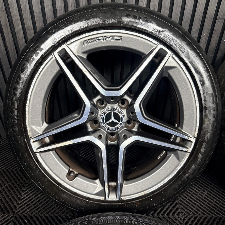 18'' Mercedes AMG C Class W205 Grey 5 Spoke Alloy Wheels Tyres Alloys Genuine