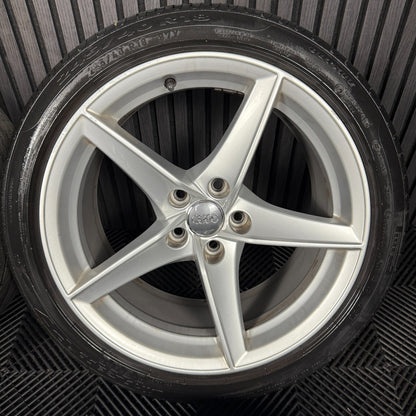 18" GENUINE AUDI A5 S LINE SILVER 5 SPOKE ALLOY WHEELS ALLOYS TYRES 8W0601025BG