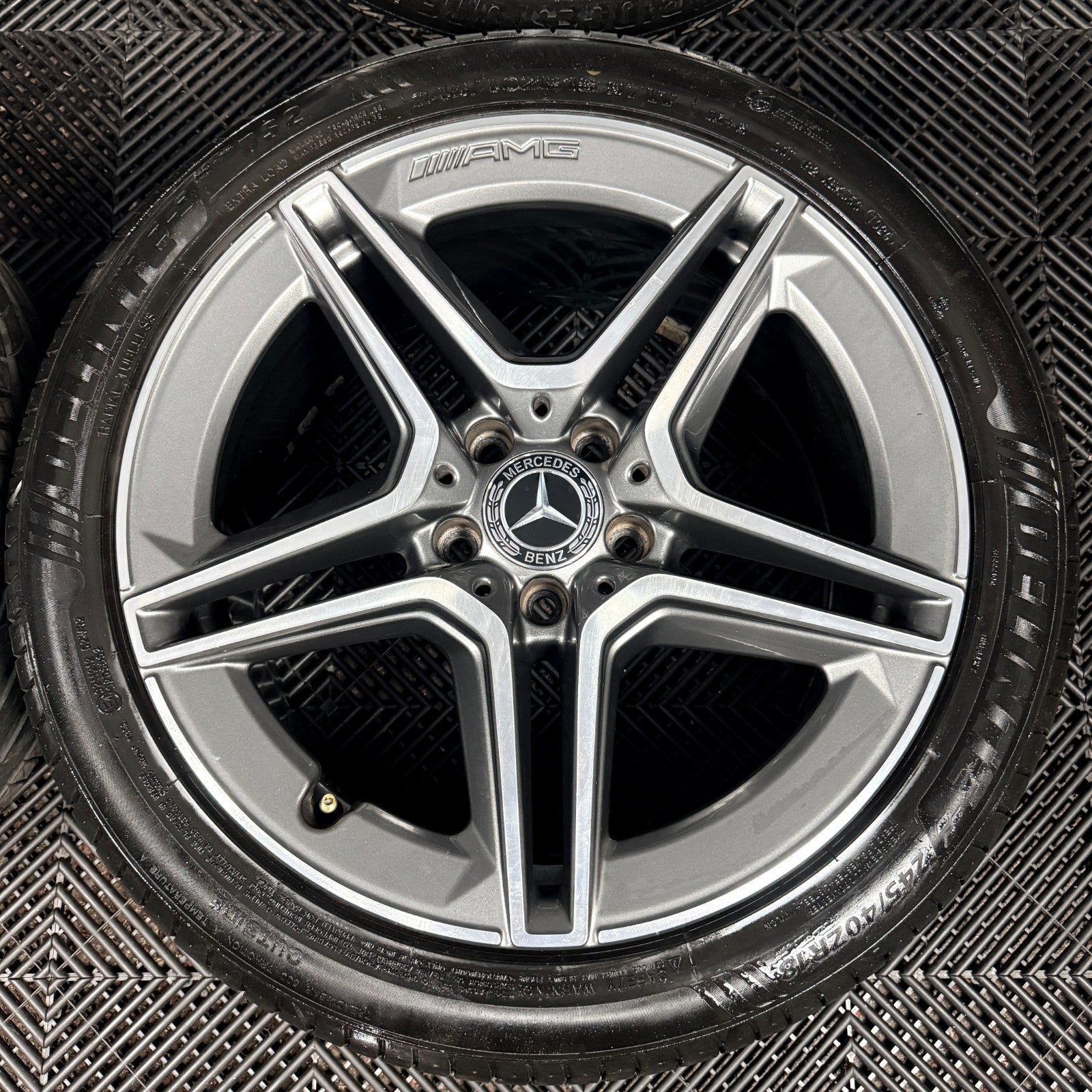 18'' Mercedes AMG C Class W205 Grey 5 Spoke Alloy Wheels Tyres Alloys Genuine
