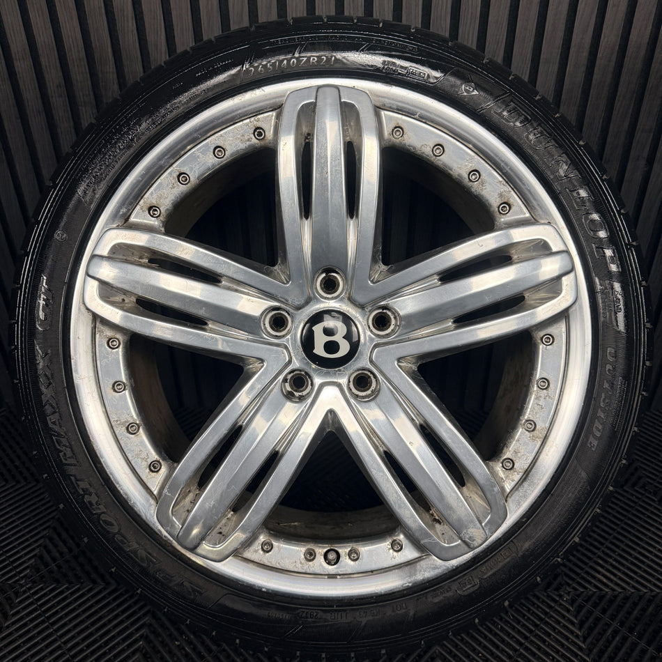 1X 21'' Bentley Mulsanne Alloy Wheel Chrome Tyre 3Y0601025P 2 Piece Genuine