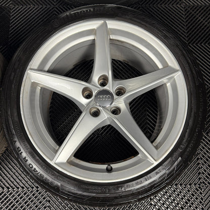 18" GENUINE AUDI A5 S LINE SILVER 5 SPOKE ALLOY WHEELS ALLOYS TYRES 8W0601025BG