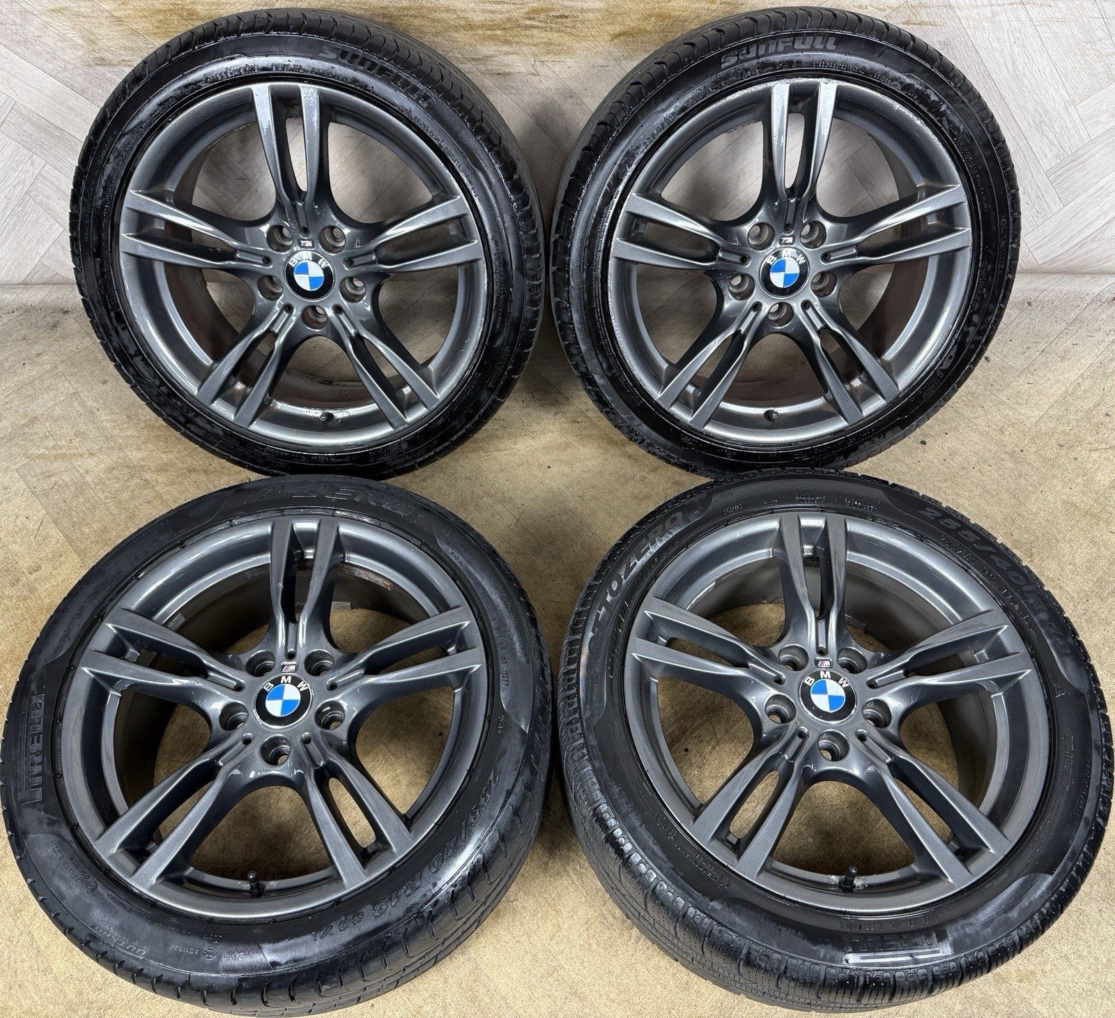 18” GENUINE BMW 3 SERIES 400 M SPORT GREY F30 F31 F32 E90 E92 ALLOY WHEELS TYRES