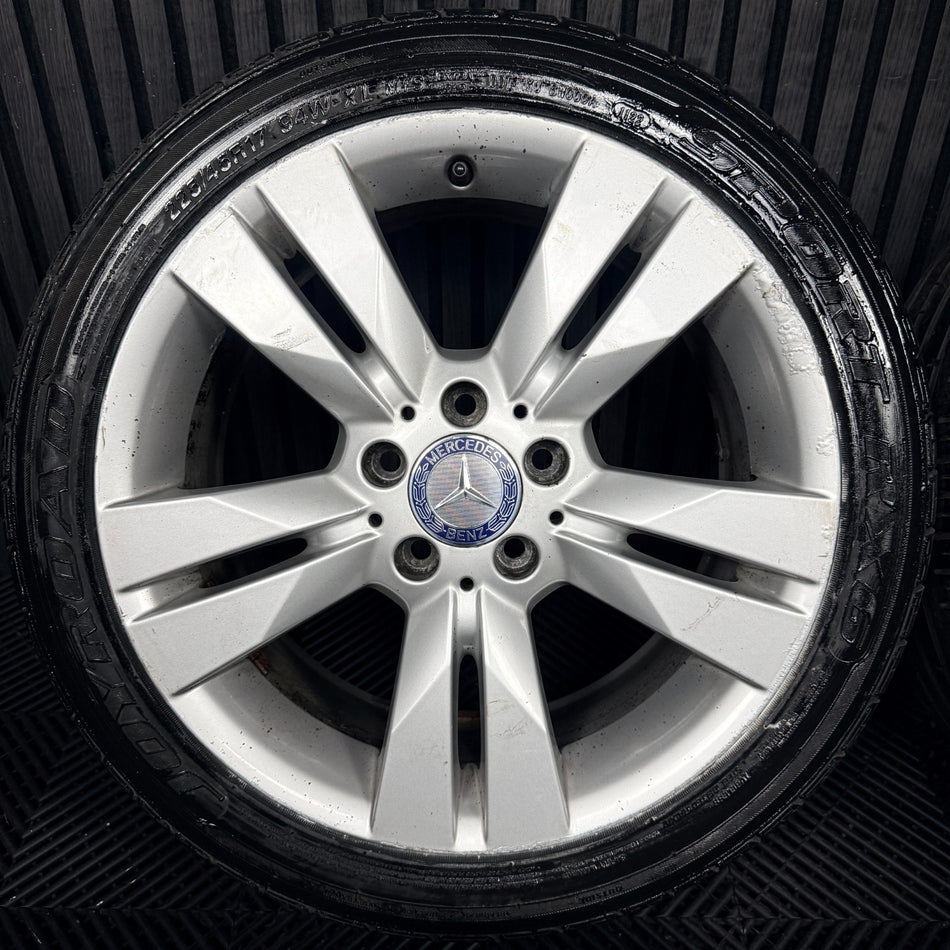 17" Mercedes C Class W204 Silver Alloy Wheels Tyres Alloys Genuine