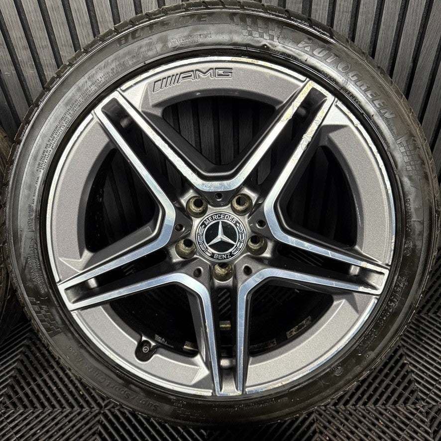 18'' GENUINE MERCEDES AMG C CLASS W205 GREY DC 5 SPOKE ALLOY WHEELS TYRES ALLOYS
