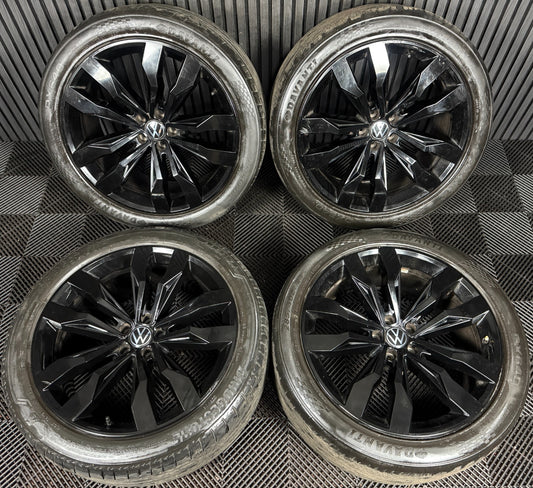 21'' GENUINE VW TOUAREG SUZUKA BLACK R LINE WHEELS ALLOYS TYRES Q7 760601025D