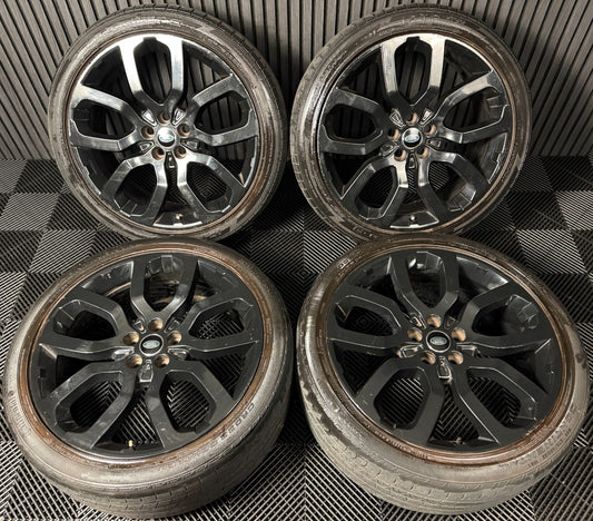 22" GENUINE RANGE ROVER SPORT LAND DISCOVERY BLACK WHEELS TYRES ALLOYS 5004