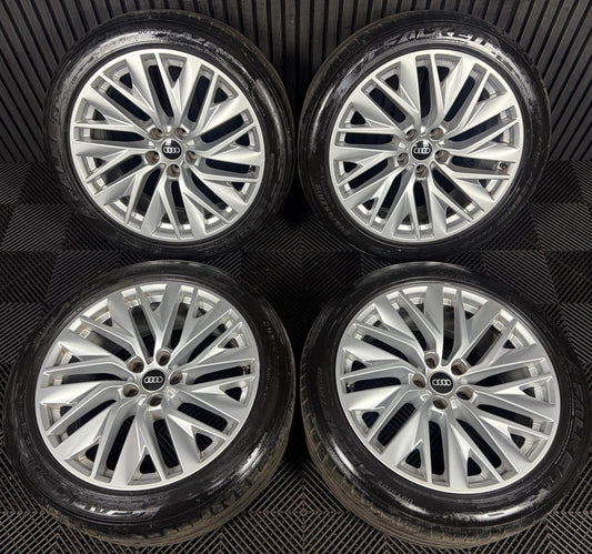 19" GENUINE AUDI A7 MULTISPOKE SILVER A8 ALLOY WHEELS TYRES 4K8601025E 5X112