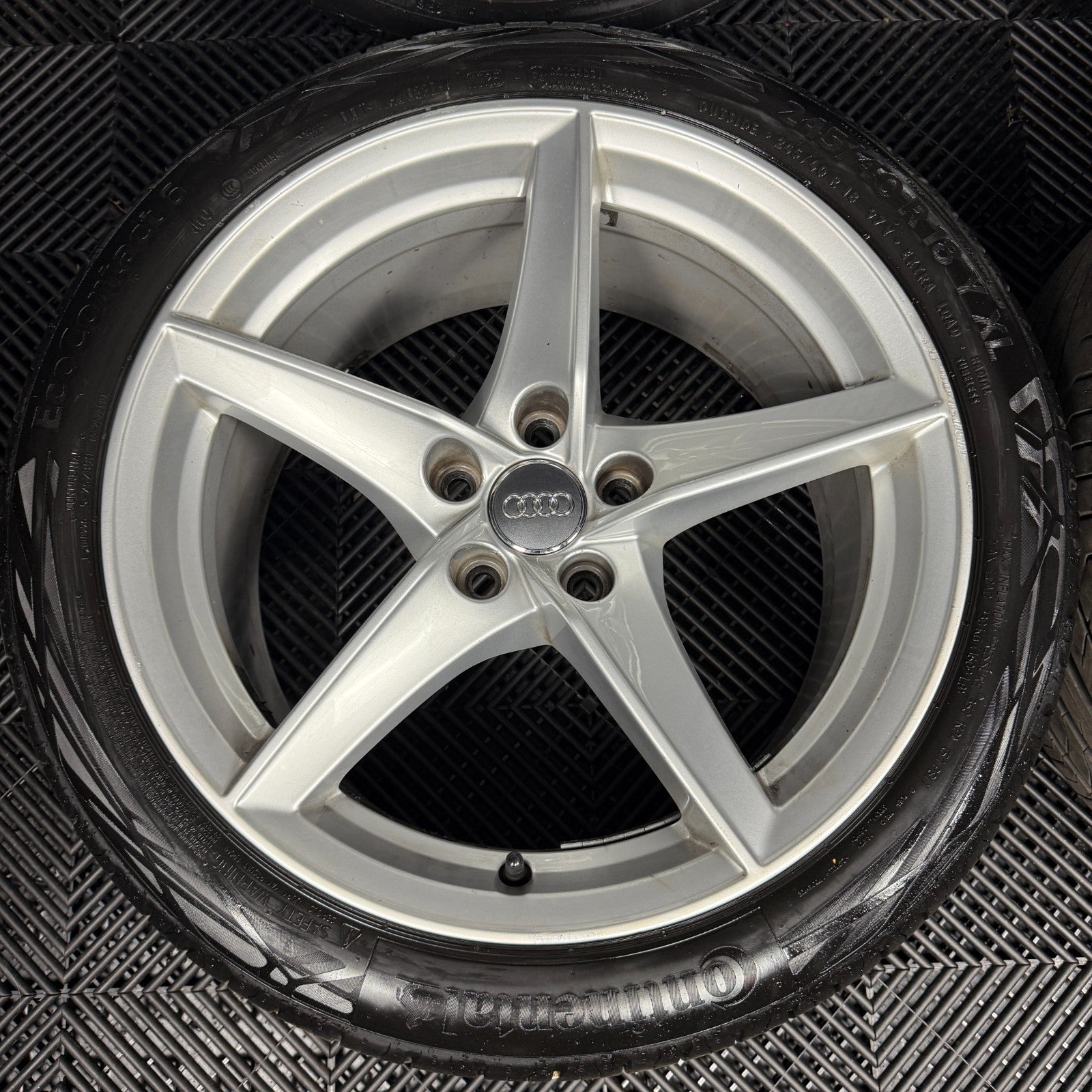 18" GENUINE AUDI A5 S LINE SILVER 5 SPOKE ALLOY WHEELS ALLOYS TYRES 8W0601025BG