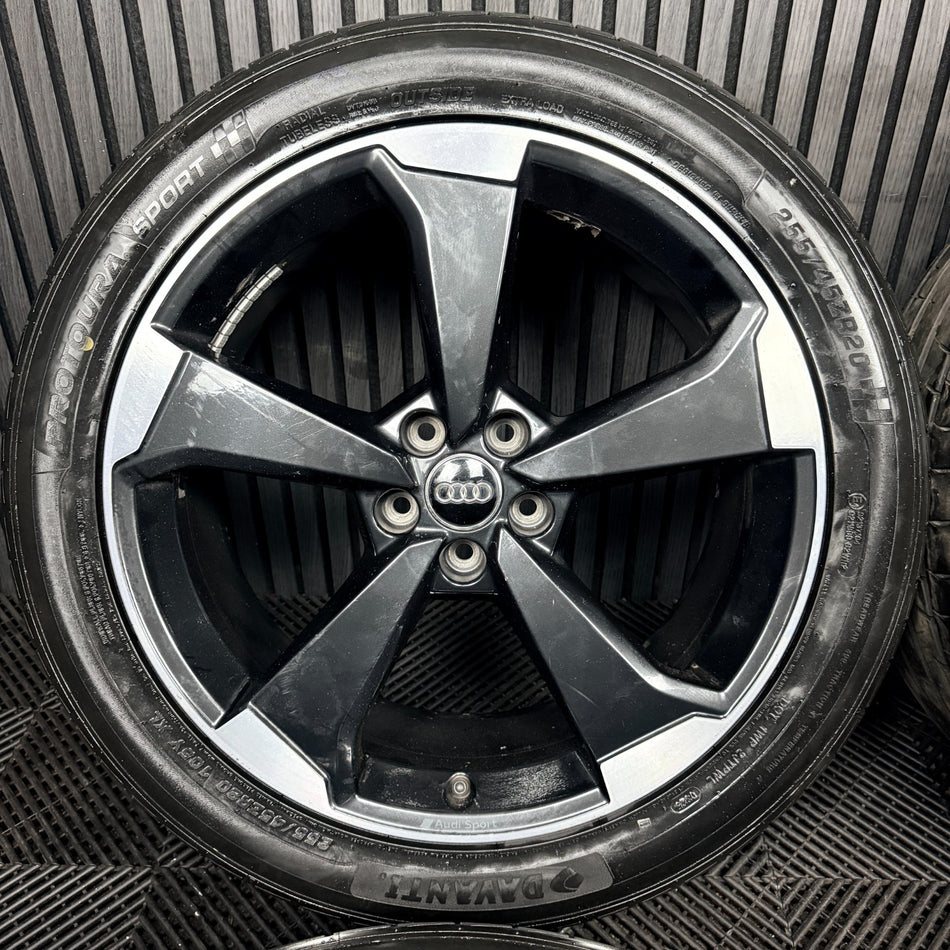20'' Audi Q5 S Line Rotor Black Edition Alloy Wheels Tyres 80A601025AQ Genuine