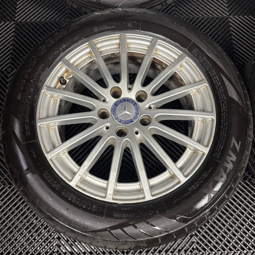 16'' GENUINE MERCEDES C CLASS W205 SILVER ALLOY WHEELS TYRES ALLOYS A2054012502