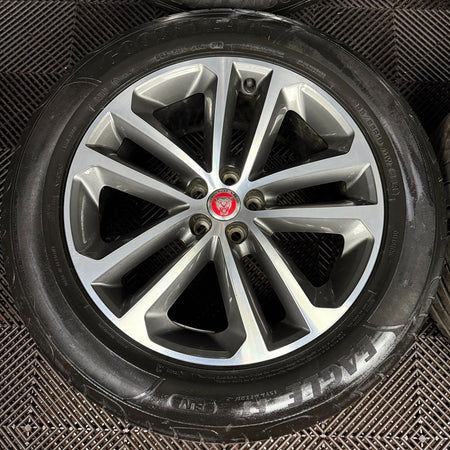 19'' GENUINE JAGUAR F PACE GREY DC 5 DOUBLE SPOKE ALLOY WHEELS TYRES 5X108