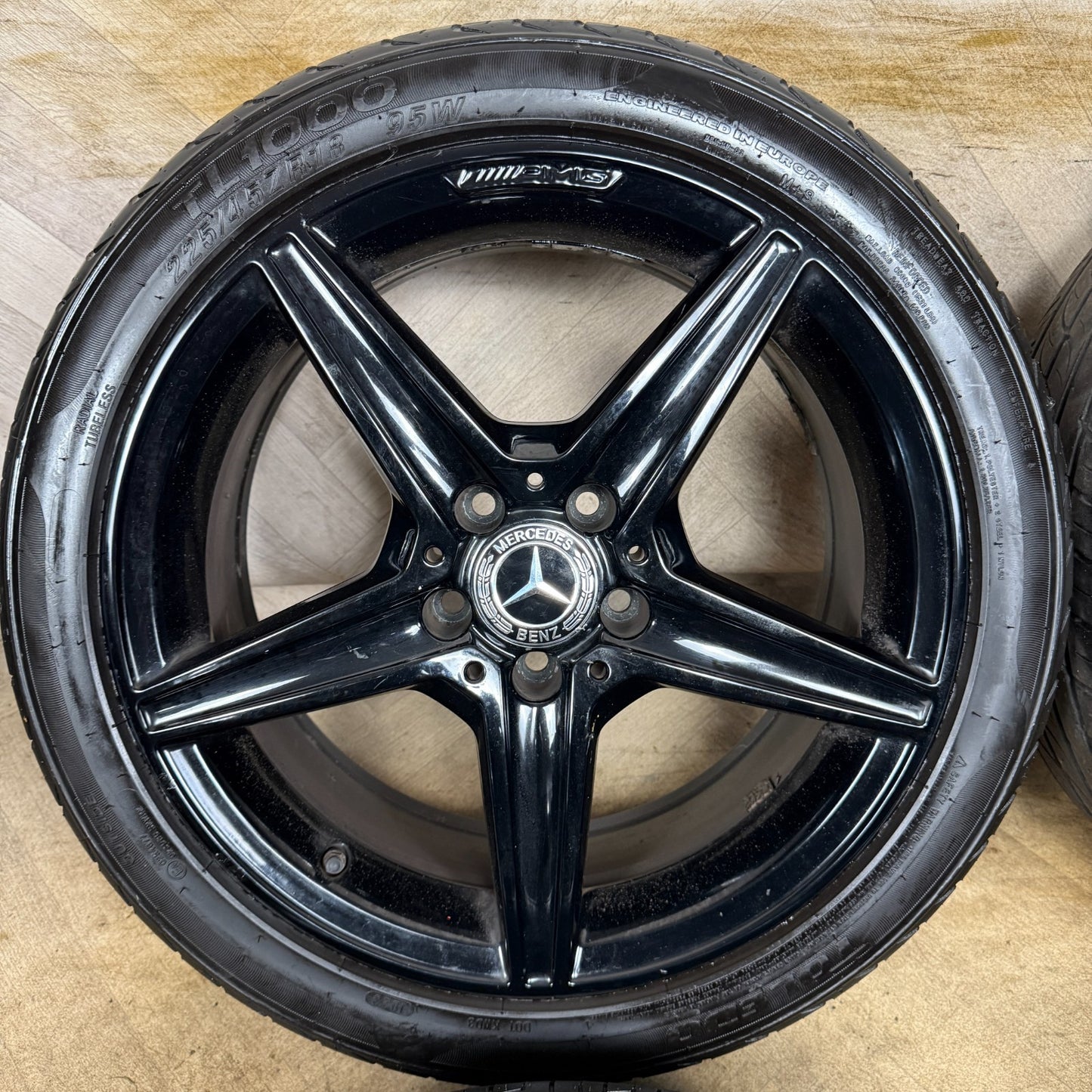 18'' GENUINE MERCEDES AMG C CLASS BLACK W205 ALLOY WHEELS TYRES ALLOYS