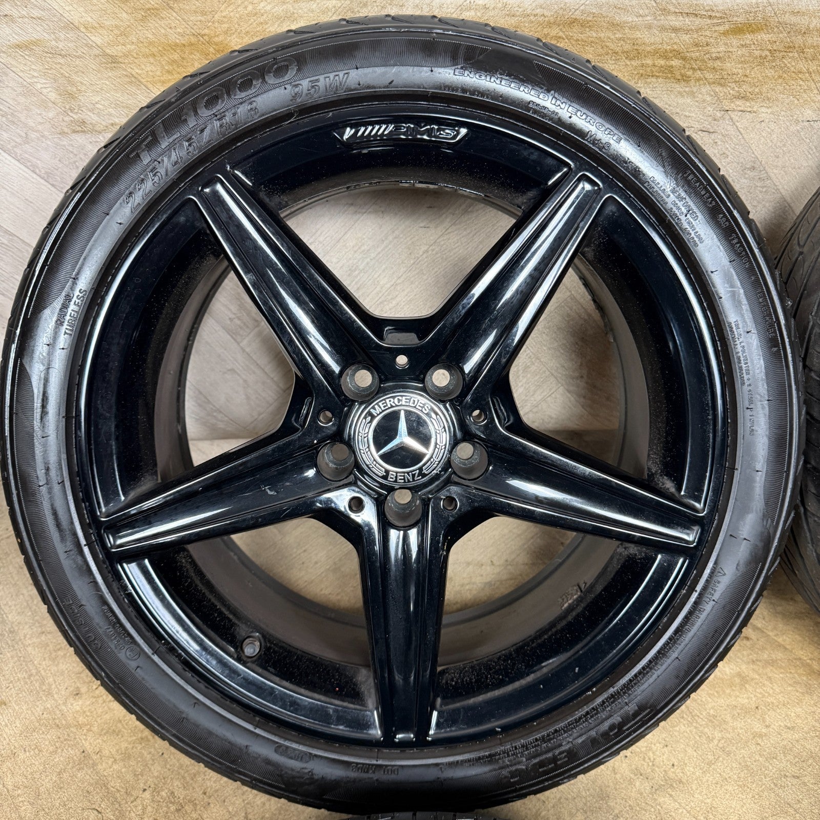 18'' GENUINE MERCEDES AMG C CLASS BLACK W205 ALLOY WHEELS TYRES ALLOYS
