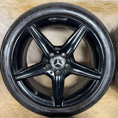 18'' GENUINE MERCEDES AMG C CLASS BLACK W205 ALLOY WHEELS TYRES ALLOYS