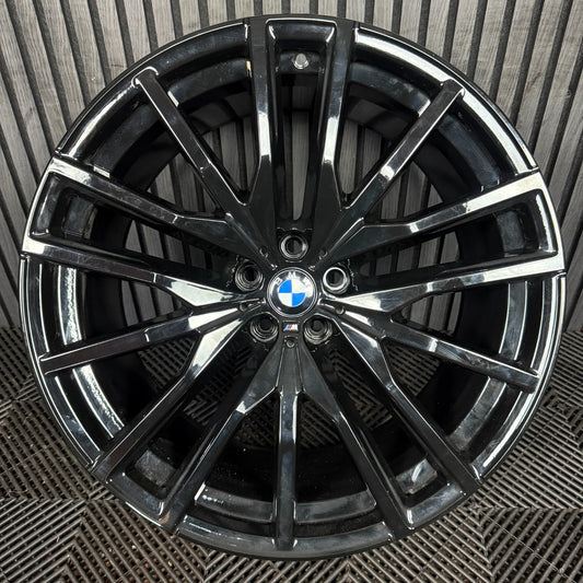 1X 22'' GENUINE BMW X5 X6 742 M SPORT G05 G06 BLACK ALLOY WHEEL 9882611 REAR