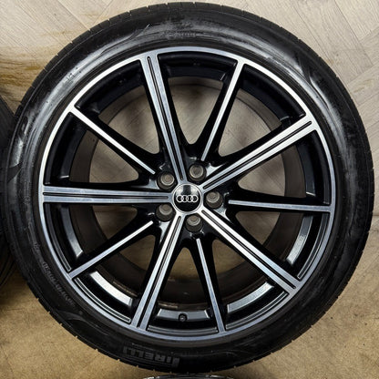 21'' GENUINE AUDI Q7 S LINE RS BLACK DC ALLOY WHEELS ALLOYS TYRES 4M0601025CC