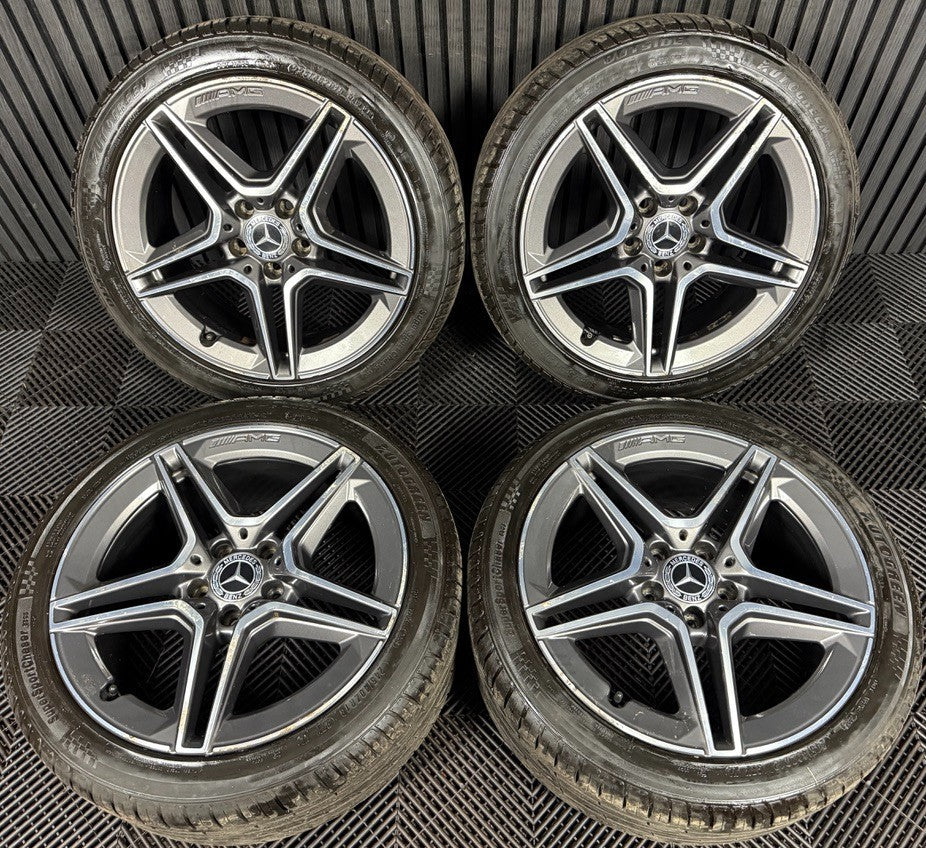 18'' GENUINE MERCEDES AMG C CLASS W205 GREY DC 5 SPOKE ALLOY WHEELS TYRES ALLOYS