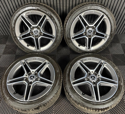 18'' GENUINE MERCEDES AMG C CLASS W205 GREY DC 5 SPOKE ALLOY WHEELS TYRES ALLOYS