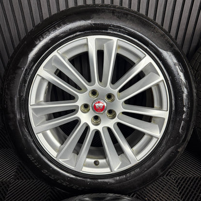 19'' GENUINE JAGUAR F PACE SILVER 7 DOUBLE SPOKE ALLOY WHEELS TYRES HK83-1007-DA