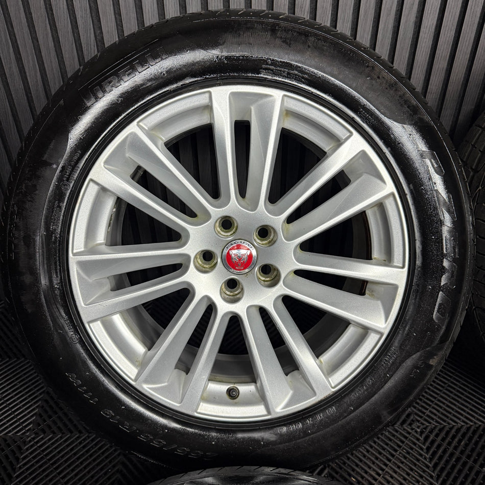 19'' GENUINE JAGUAR F PACE SILVER 7 DOUBLE SPOKE ALLOY WHEELS TYRES HK83-1007-DA