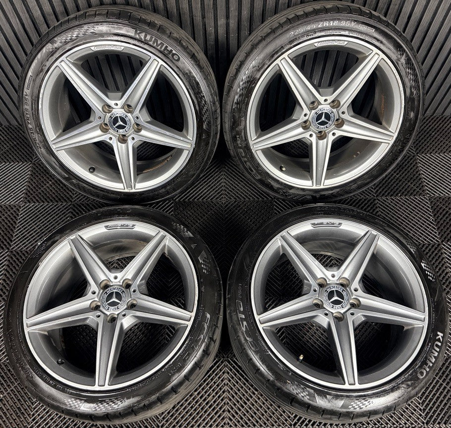 18'' Mercedes AMG C Class W205 Grey DC 5 Spoke Alloy Wheels Tyres Alloys Genuine