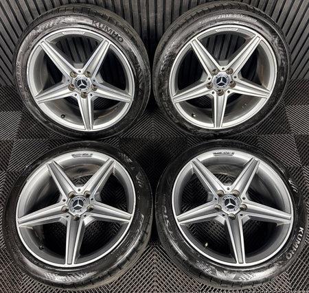 18'' Mercedes AMG C Class W205 Grey DC 5 Spoke Alloy Wheels Tyres Alloys Genuine