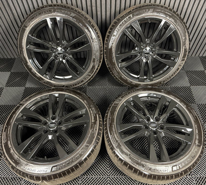 19" GENUINE AUDI A6 C8 S LINE BLACK 5 DOUBLE SPOKE ALLOY WHEELS TYRES 4K0601025H