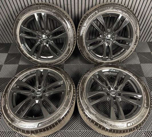 19" GENUINE AUDI A6 C8 S LINE BLACK 5 DOUBLE SPOKE ALLOY WHEELS TYRES 4K0601025H