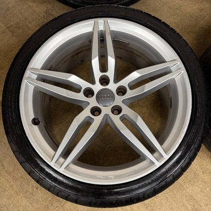 19'' GENUINE AUDI A5 S LINE S5 STAR SILVER ALLOY WHEELS ALLOYS TYRES 8W0601025AM