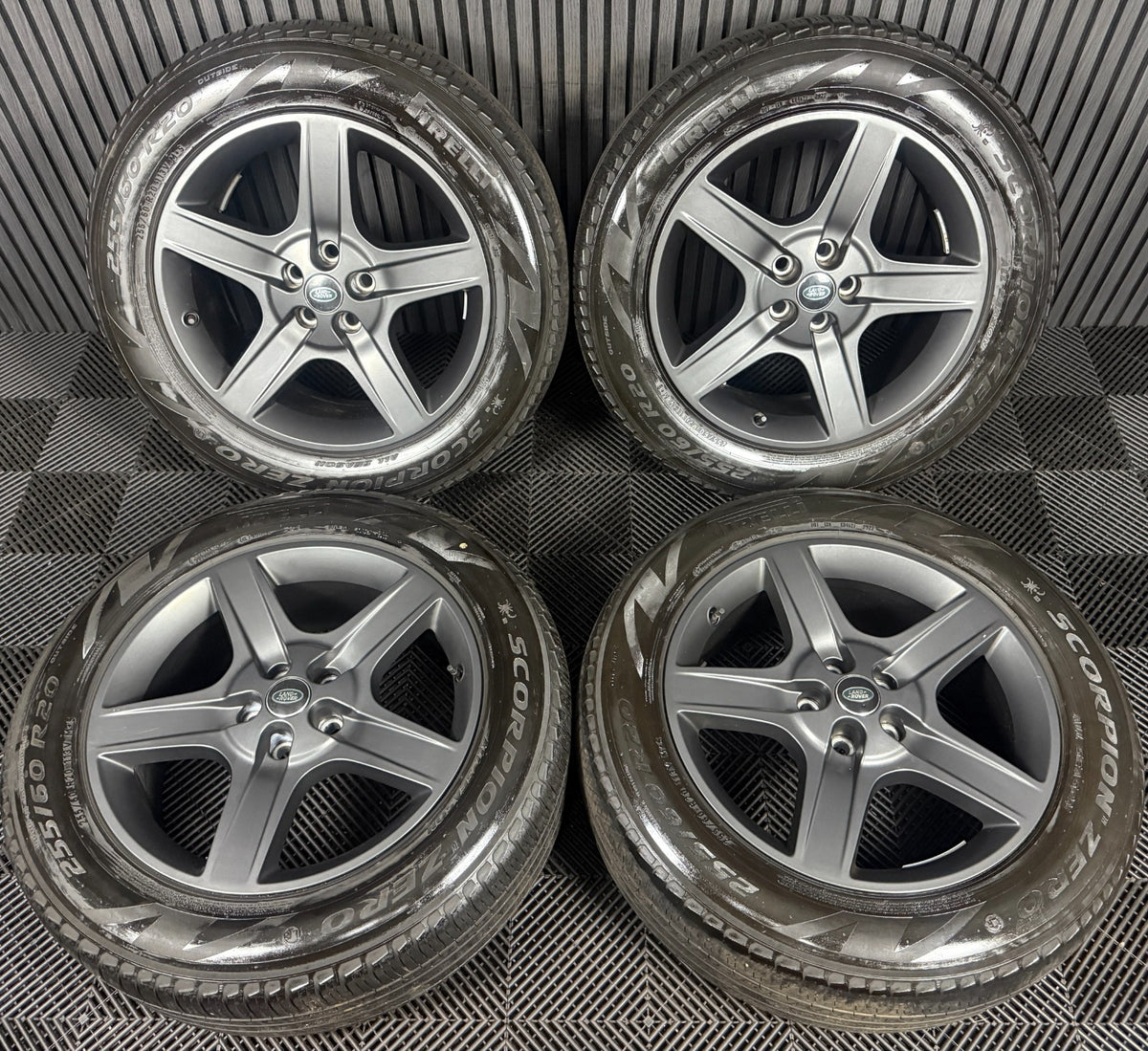 20'' GENUINE LAND ROVER DEFENDER 5 SPOKE 5094 GREY ALLOY WHEELS TYRES ALLOYS