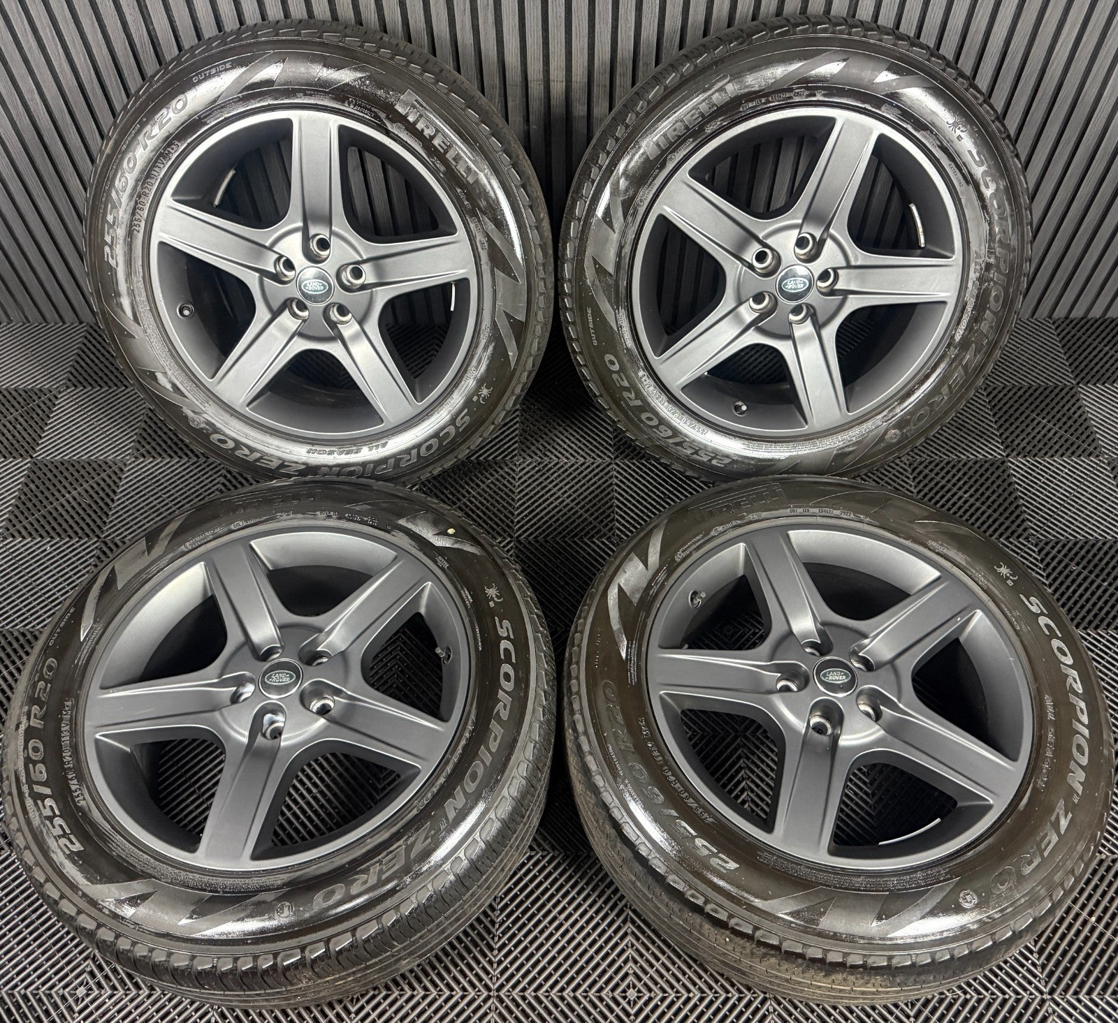 20'' GENUINE LAND ROVER DEFENDER 5 SPOKE 5094 GREY ALLOY WHEELS TYRES ALLOYS