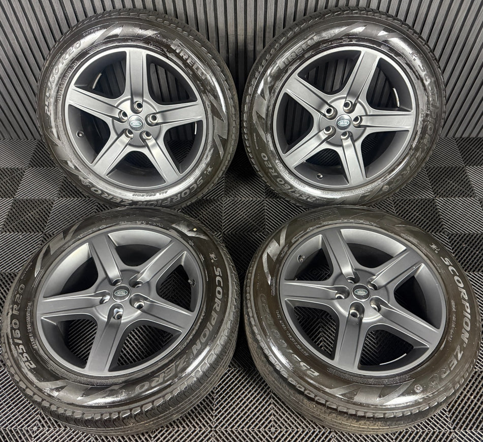 20'' GENUINE LAND ROVER DEFENDER 5 SPOKE 5094 GREY ALLOY WHEELS TYRES ALLOYS