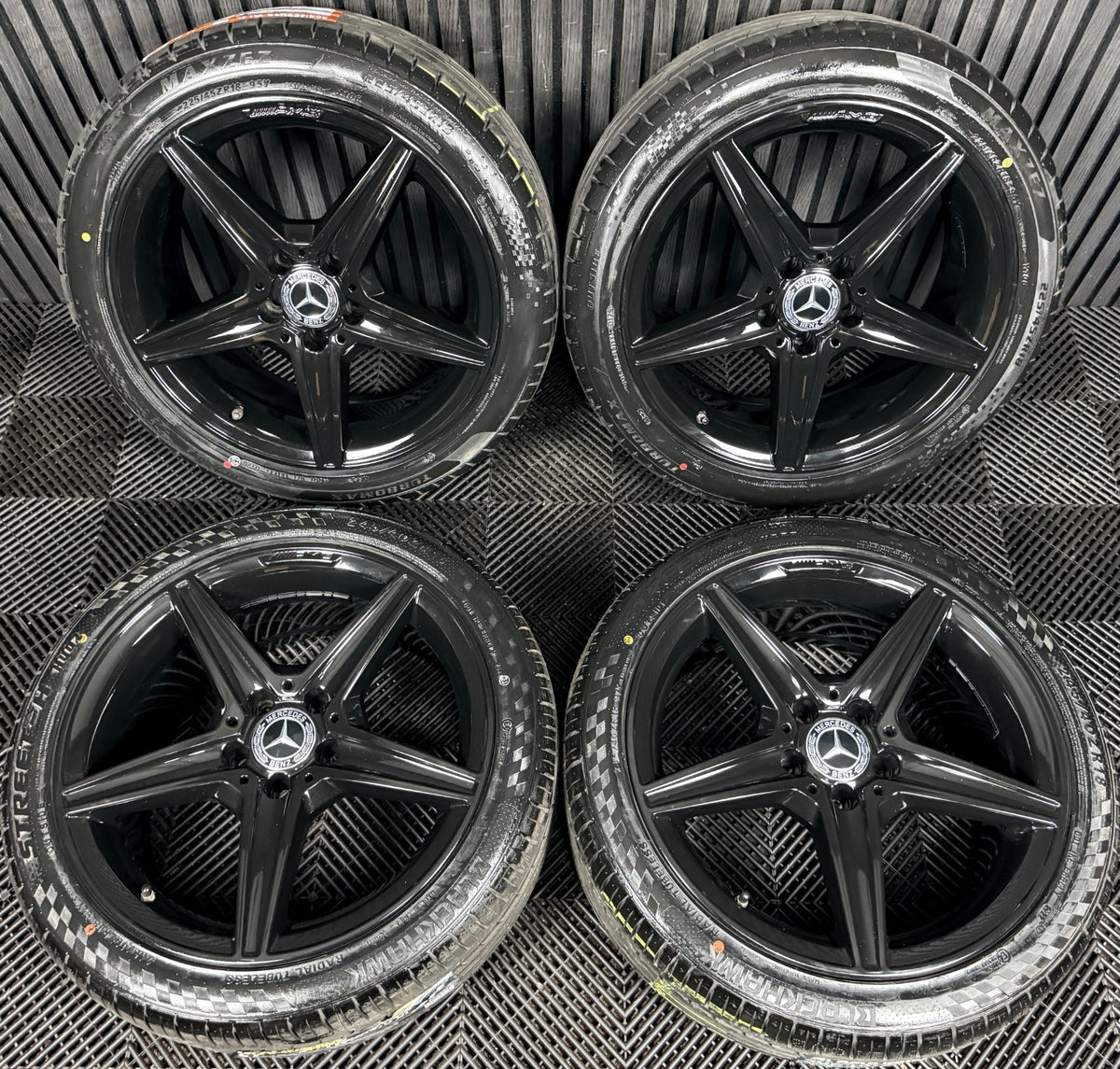 18'' Mercedes AMG C Class W205 Black 5 Spoke Alloy Wheels Tyres Alloys Genuine