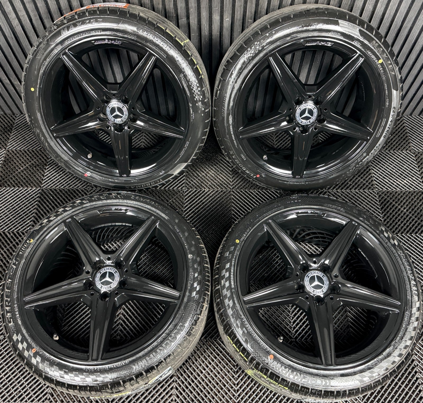 18'' Mercedes AMG C Class W205 Black 5 Spoke Alloy Wheels Tyres Alloys Genuine