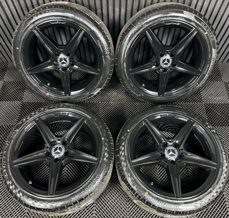 18'' Mercedes AMG C Class W205 Black 5 Spoke Alloy Wheels Tyres Alloys Genuine