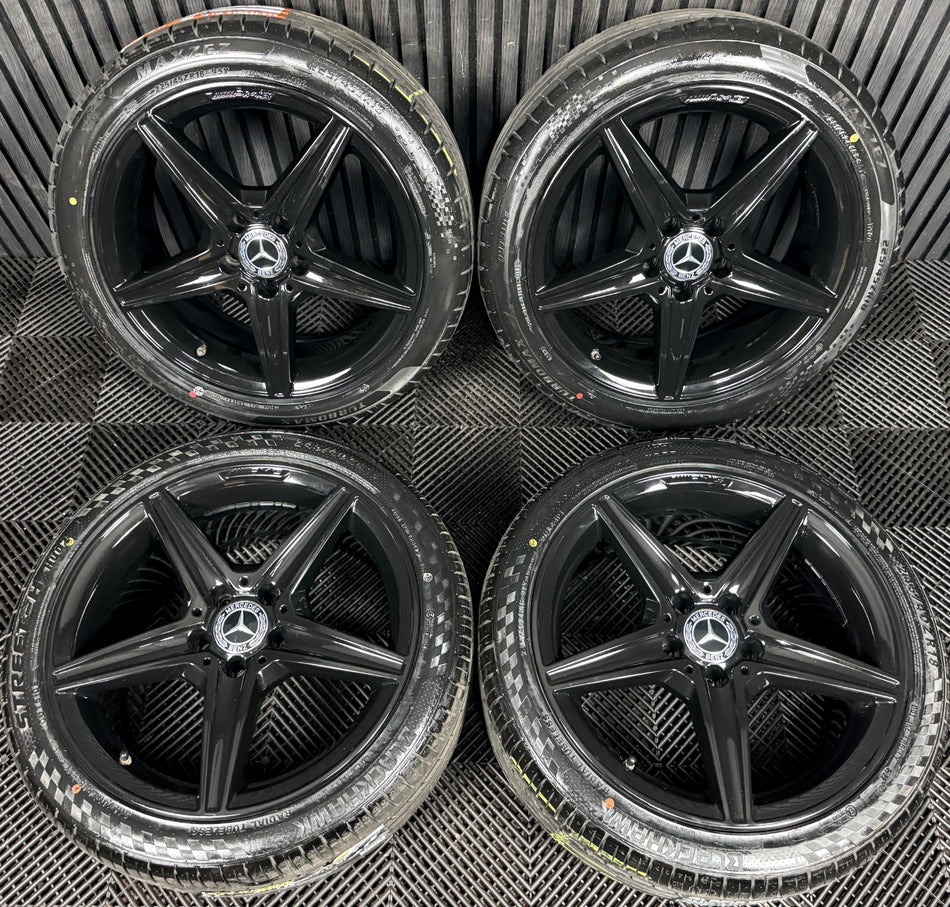 18'' Mercedes AMG C Class W205 Black 5 Spoke Alloy Wheels Tyres Alloys Genuine