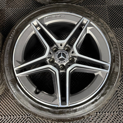 18'' GENUINE MERCEDES AMG C CLASS W205 GREY DC 5 SPOKE ALLOY WHEELS TYRES ALLOYS