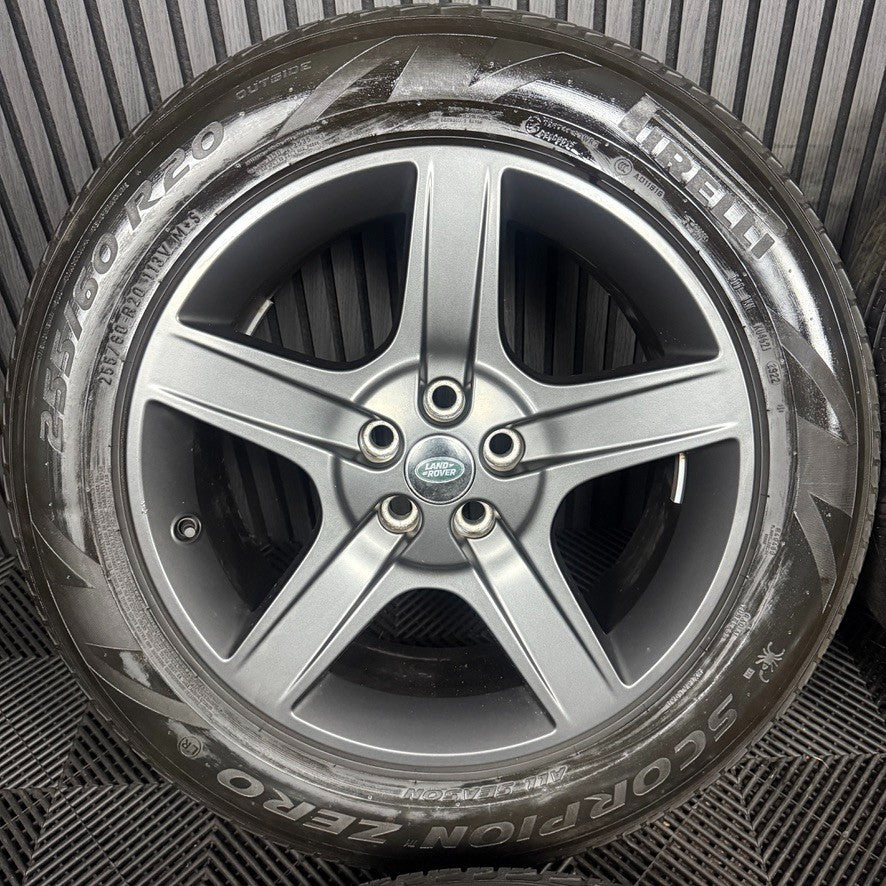 20'' GENUINE LAND ROVER DEFENDER 5 SPOKE 5094 GREY ALLOY WHEELS TYRES ALLOYS