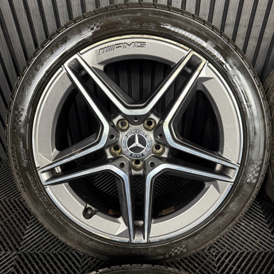 18'' GENUINE MERCEDES AMG C CLASS W205 GREY DC 5 SPOKE ALLOY WHEELS TYRES ALLOYS