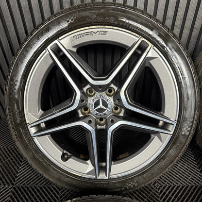 18'' GENUINE MERCEDES AMG C CLASS W205 GREY DC 5 SPOKE ALLOY WHEELS TYRES ALLOYS